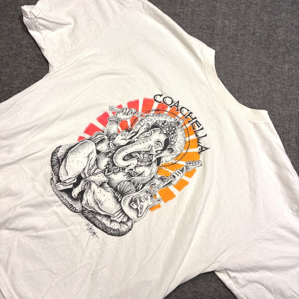Coachella Music Festival T Shirt Mens XL White 2014 Ganesha Art B Otis Link